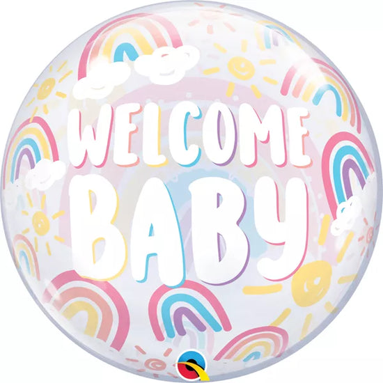 Bubble Balloon 22" Welcome Baby Boho Rainbows