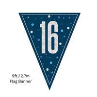 Unique Flag Banner Blue Glitz Age 16 9ft