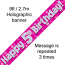 Oaktree Banner Age 5 Pink Holographic 9ft