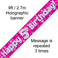 Oaktree Banner Age 5 Pink Holographic 9ft