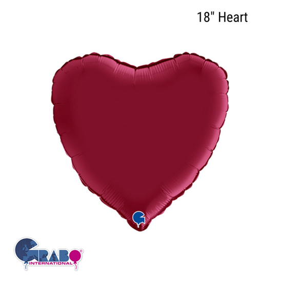 Grabo Foil Balloon Satin Cherry Red Heart 18"