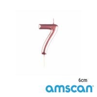 Amscan Rose Gold Number 7 Candle 6cm