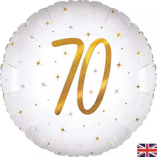 Oaktree Sparkle White Age 70 18" Foil Balloon