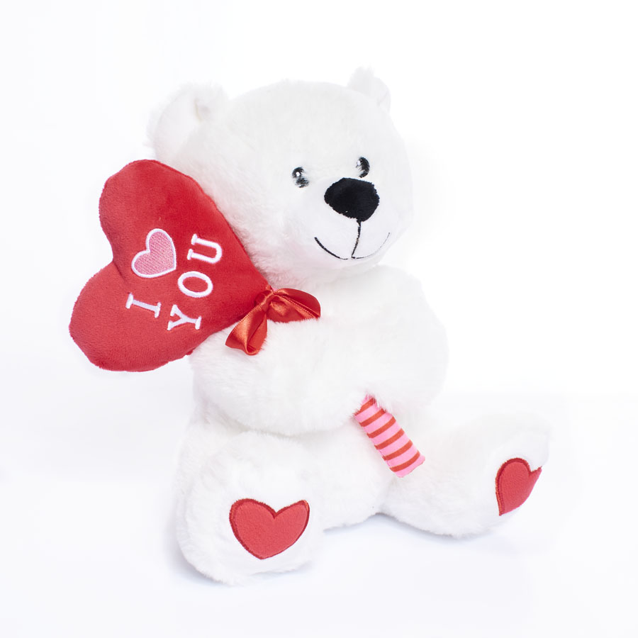 Tiger Feet Soft Toy Bear With Lolly White 25cm