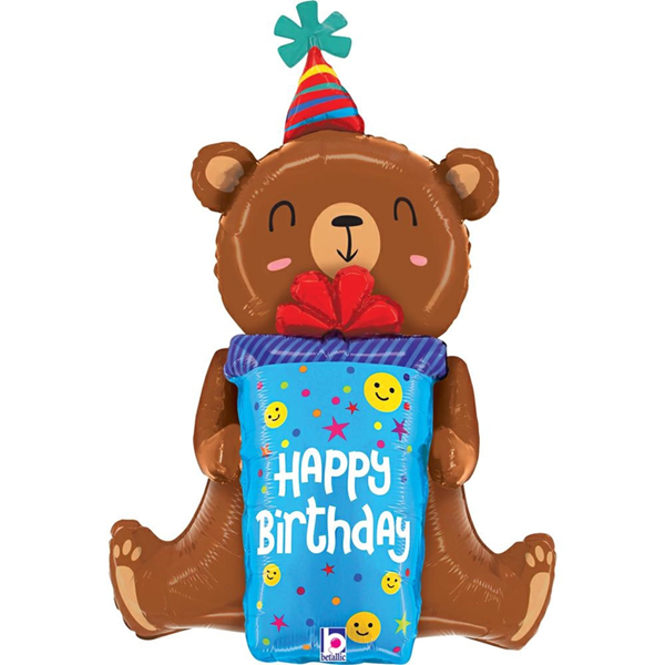 Grabo Birthday Smiley Bear 34" Foil Balloon