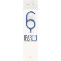 Unique Party Candle Sparkler Number 6 Blue 7