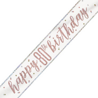 Unique Banner Rose Gold Glitz Age 80 9ft