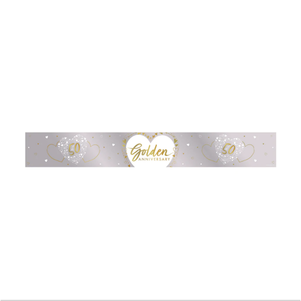 Creative Party Banner Golden 50th Anniversary 9ft