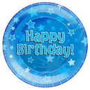 Oaktree 8 Pack Plates Happy Birthday Blue 9