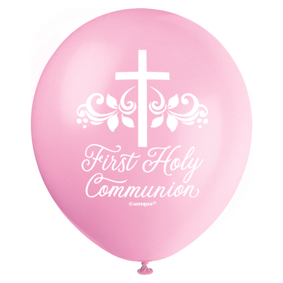 Unique Communion Pink 12" Latex Balloons 8pk