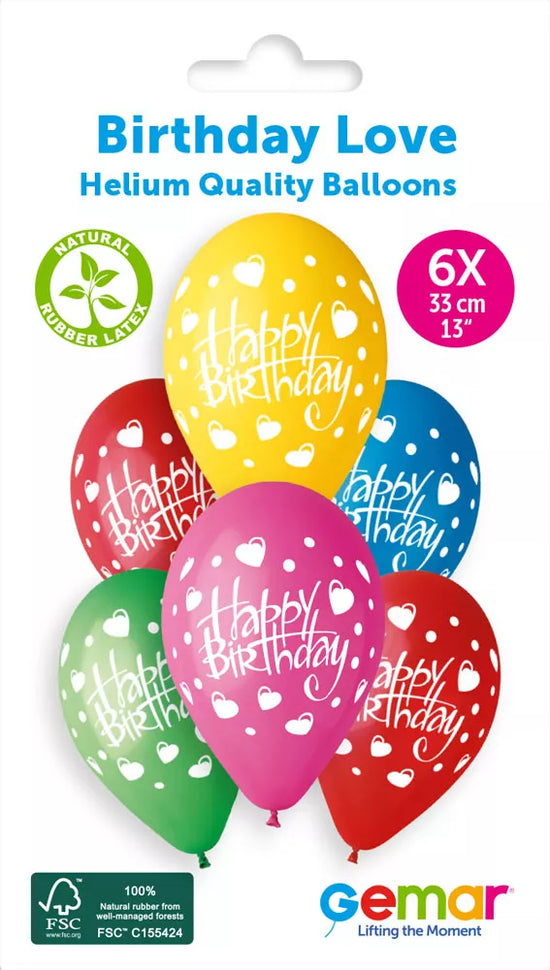 Gemar Birthday Love 13" Latex Balloons 6pk