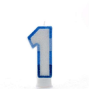 Blue glitter number 1 party candle by APAC, perfect for celebrations and birthday cakes.