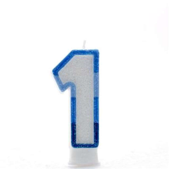 APAC Party Candle Number 1 Glitter Blue