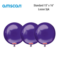 Purple 15" Orbz Foil Balloon Loose 3pk