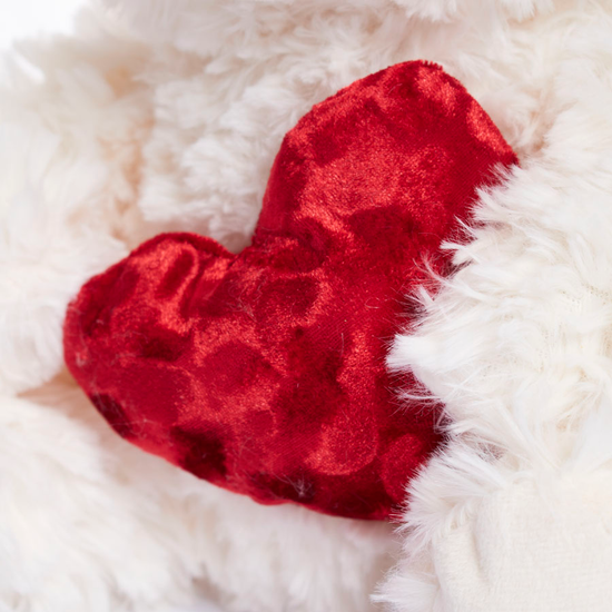 Tiger Feet Soft Toy Bear With Heart White 30cm