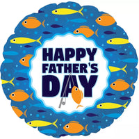 TRI Father's Day fishing foil balloon, 17-inch celebration balloon with fishing-themed design and vibrant colors.