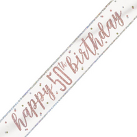 Unique Banner Rose Gold Glitz Age 50 9ft