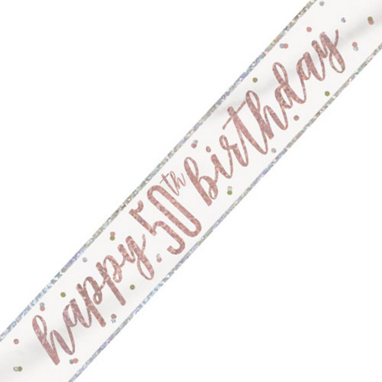 Unique Banner Rose Gold Glitz Age 50 9ft