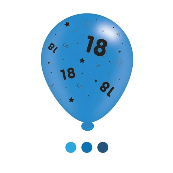 Blue Age 18 Assorted 10" Latex Balloons 8pk