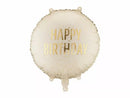 PartyDeco foil birthday balloon in cream with "Happy Birthday" text, 14-inch foil balloon for celebration decorations