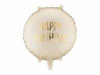 PartyDeco foil birthday balloon in cream with "Happy Birthday" text, 14-inch foil balloon for celebration decorations