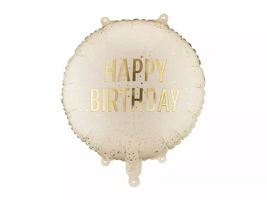 PartyDeco Foil Balloon Happy Birthday Cream 14"