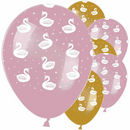 Swan Print 12" Latex Balloons 6pk