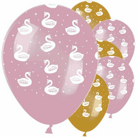 Swan Print 12" Latex Balloons 6pk