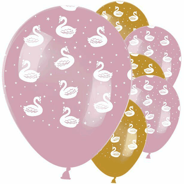 Swan Print 12" Latex Balloons 6pk