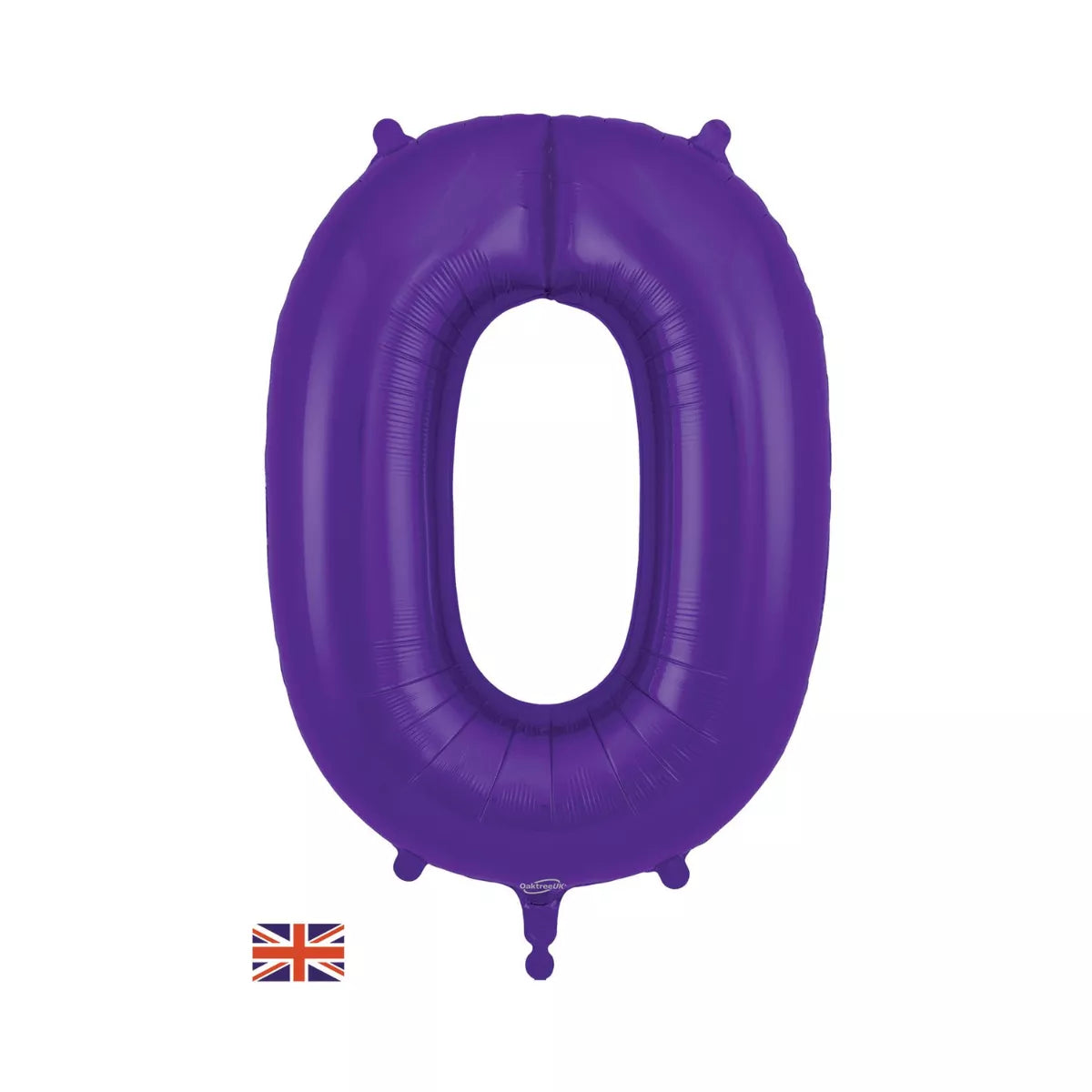 Purple Oaktree foil balloon shaped as the number zero, measuring 34 inches, perfect for celebrations and decorations.
