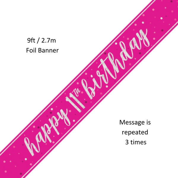 Unique Banner Pink Glitz Age 11 9ft