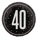 Unique Foil Balloon Black Glitz Age 40 18"