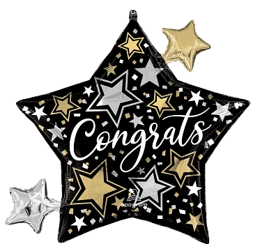 Anagram Congrats Stars 29" Supershape Foil Balloon