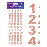 Eleganza Rose Gold Craft Number Stickers