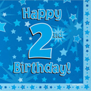 2nd Birthday Blue 3-ply Napkins 33x33cm 16pk