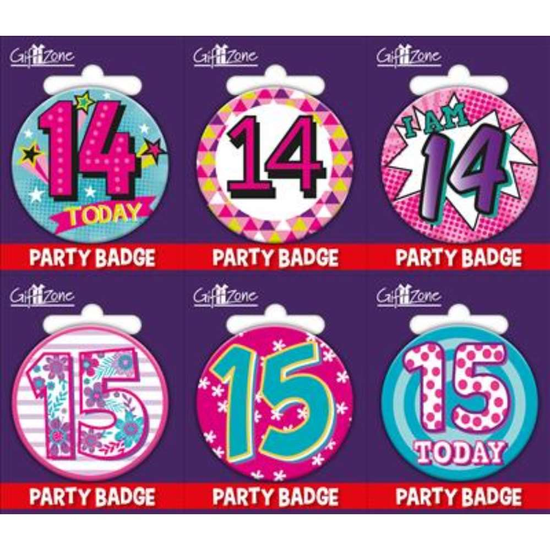 Giftzone Small Badges Age 14 & 15 Female