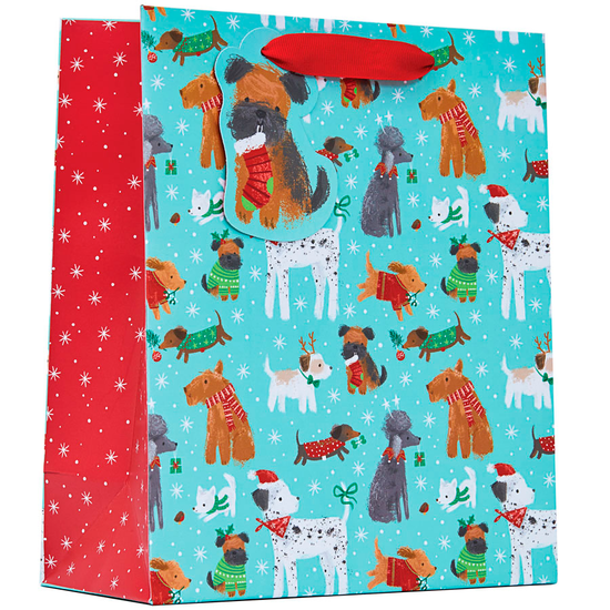 Partisan 6 Pack Gift Bag Christmas Pups Medium