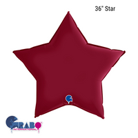Grabo Foil Balloon Satin Cherry Red Star 36"