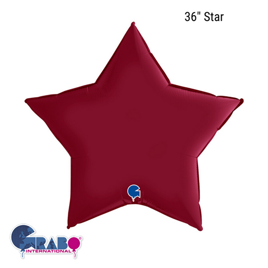 Grabo Foil Balloon Satin Cherry Red Star 36"