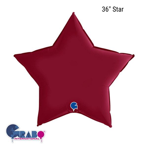 Grabo Foil Balloon Satin Cherry Red Star 36"