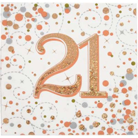 Oaktree Fizz Age 21 Rose Gold Napkins 16pk