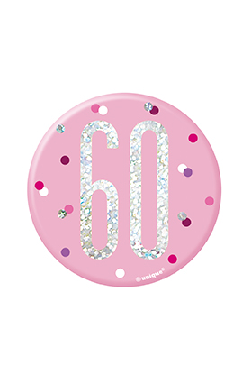 Unique Badge Pink Glitz Age 60 3