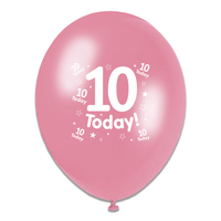6 x 8pk Latex Balloons Birthday Age 10