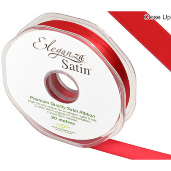 Eleganza Ribbon Double Faced Satin Red 15mm x 20M
