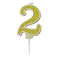 Oaktree Party Candle Number 2 Gold 7.5cm