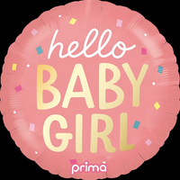 Prima Foil Balloon Hello Baby Girl Confetti 18