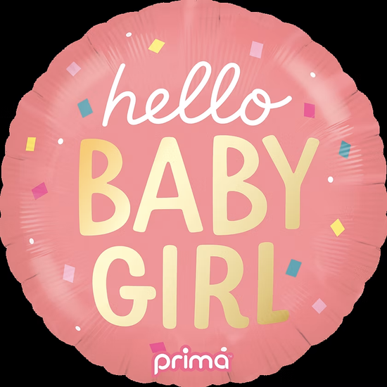 Prima Foil Balloon Hello Baby Girl Confetti 18
