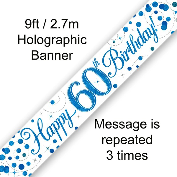 Oaktree Banner Sparkling Fizz Age 60 Blue 9ft