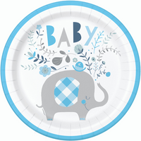 Unique 8 Pack Plates Baby Elephant Blue 9