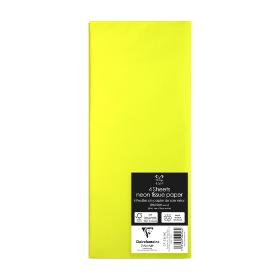 Eurowrap 4 Pack Tissue Paper Neon Yellow